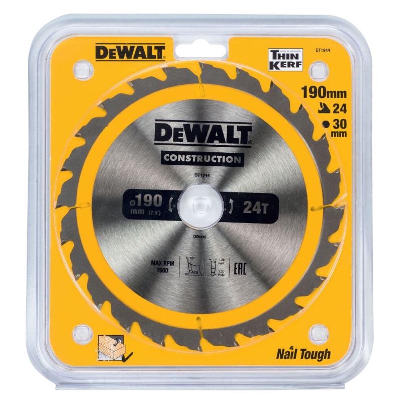 Пильный диск DeWalt CONSTRUCT DT1944-QZ, 190/30 мм в Твери