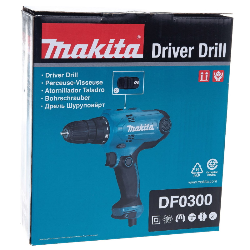 Сетевая дрель-шуруповерт Makita DF0300 + набор бит Makita B-68323