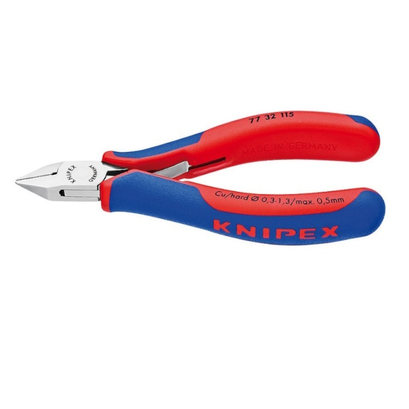 Бокорезы для электроники Knipex KN-7732115, острая головка, 115 мм, 2-компонентные ручки в Угличе