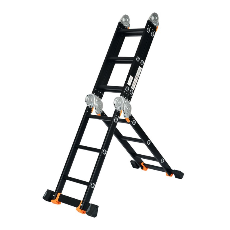 Лестница алюминиевые Startul ST9930-06, многофункциональный, 4х6 ступеней (стрем.-332 см,лестница-690 см, 17,0 кг) BLACK LINE в Иваново