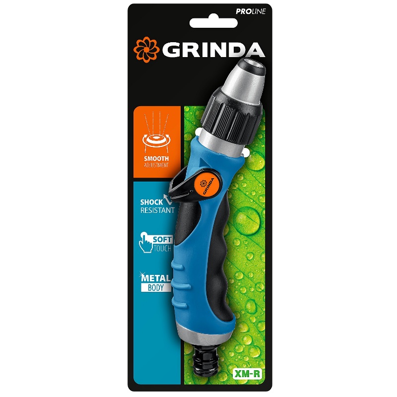 Поливочный пистолет Grinda PROLine XM-R 429151, плавная регулировка напора, металлический с TPR