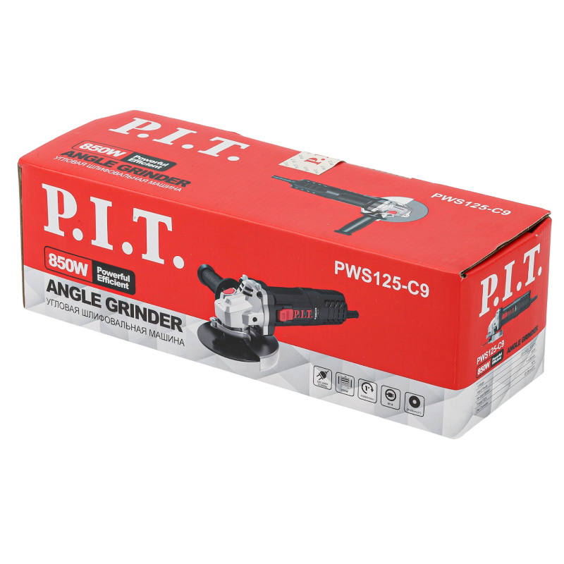 Шлифмашина угловая электрическая P.I.T. PWS125-C9, 850 Вт, 125 мм, 11000 об/мин М14