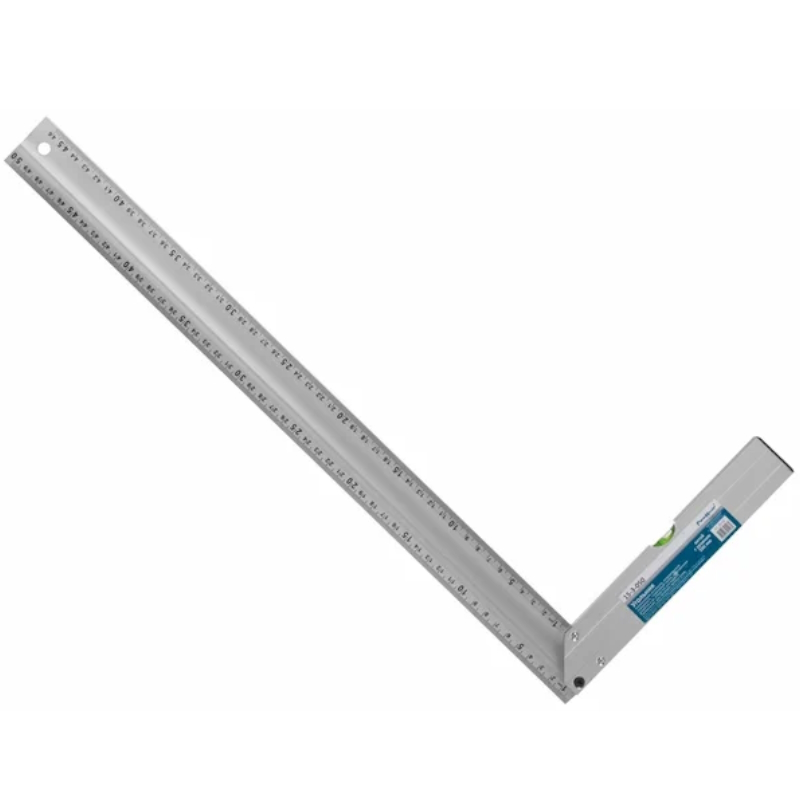 Угольник алюминиевый РемоКолор Professional 15-3-050, литой 500 мм, с уровнем, 1 акриловый глазок, двусторонняя разметка в см