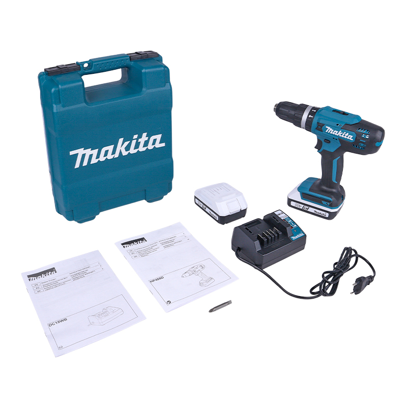 Дрель-шуруповерт Makita HP488D002, аккумуляторная, ударная,18В, 13мм, 42/24Нм, 2x1,5Ач, з/у в Александрове