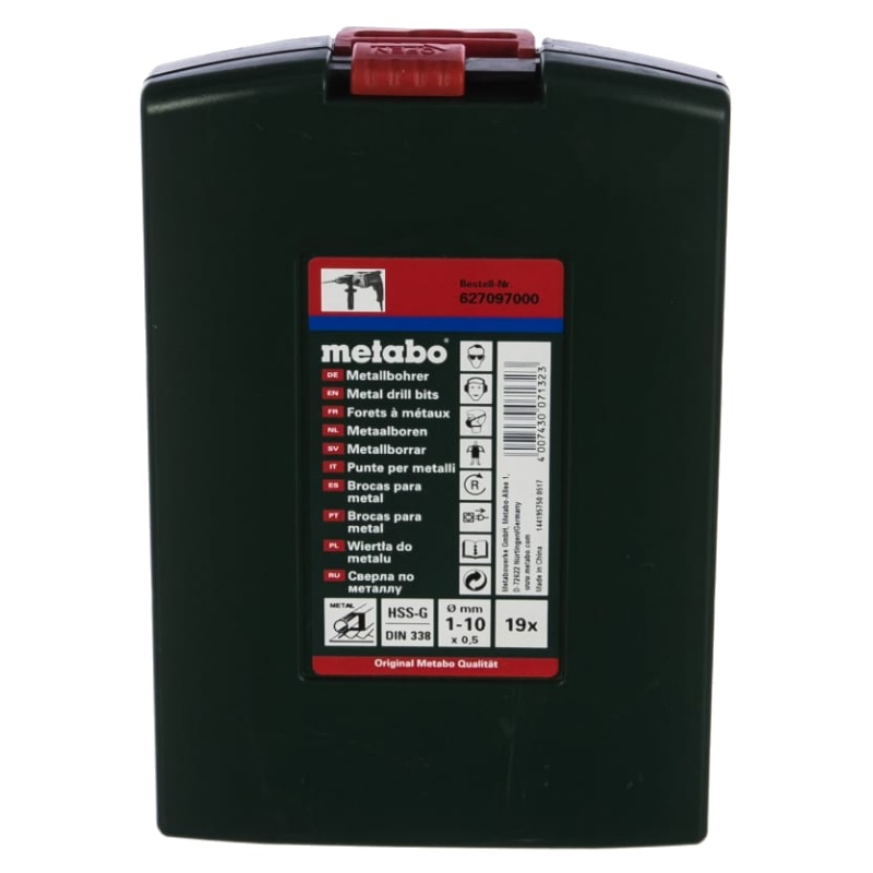 Набор сверл Metabo 627097000, HSS-G, 1-10 мм, 19 штук