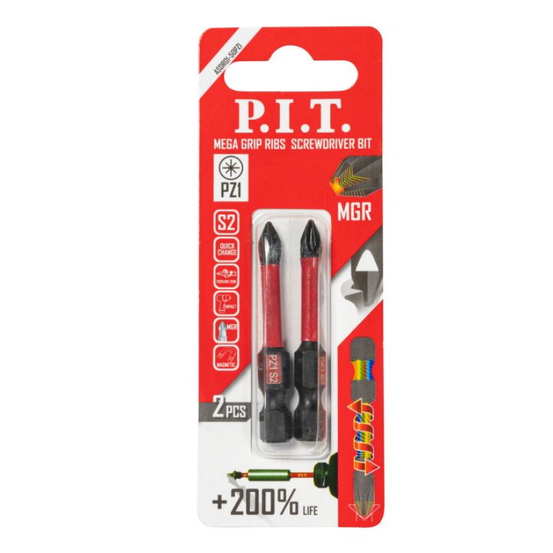 Бита ударная магнитная P.I.T. IMPACT ASDR01-50PZ1, PZ1x50 мм, торсионная зона, 2 шт в Муроме