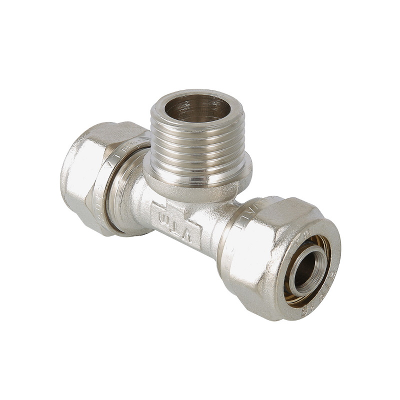 Тройник обжимной с переходом на НР Valtec 20 х 1/2