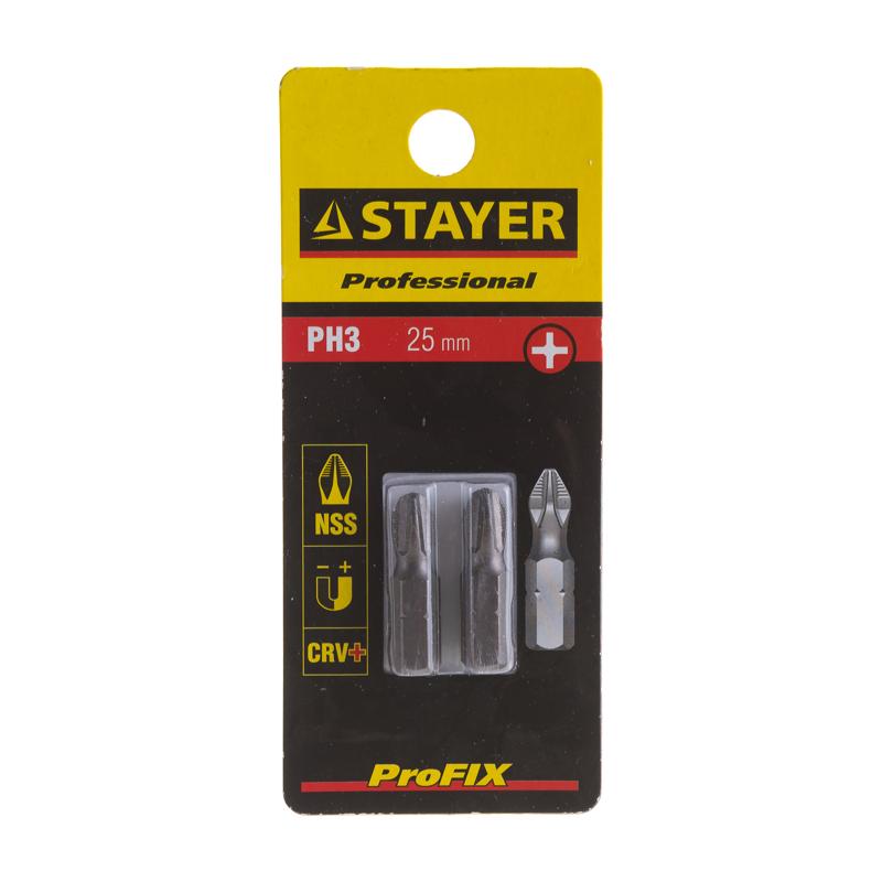 Набор бит Stayer PROFI 26201-3-25-02, хвостовик C 1/4", PH №3, 25мм, 2 шт в Костроме