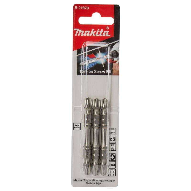 Насадка двусторонняя Makita Silver Torsion PH3, 65 мм, E-form (MZ), 3 шт. B-21870