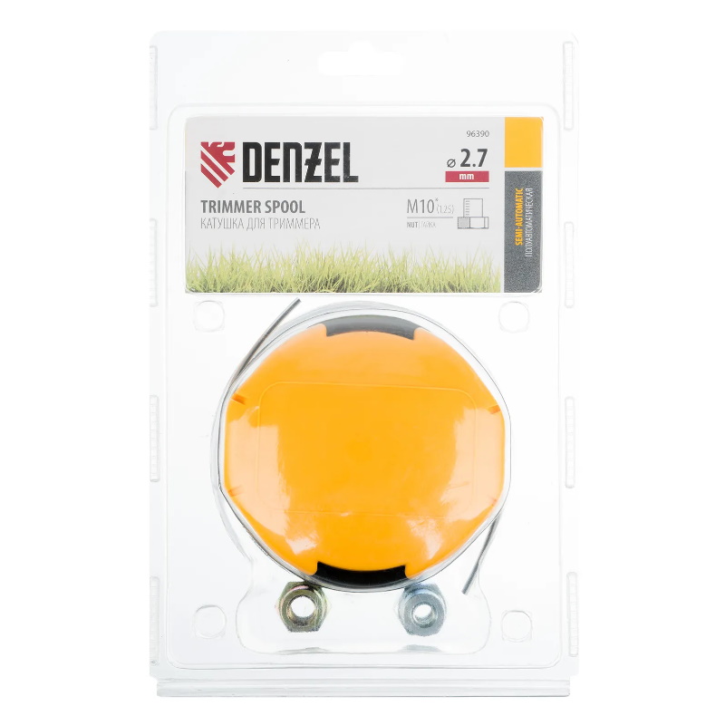 Катушка триммерная полуавтоматическая Denzel 96390, легкая заправка, гайка М10х1,25L, гайка М10х1L, гайка М8х1,25L в Иваново