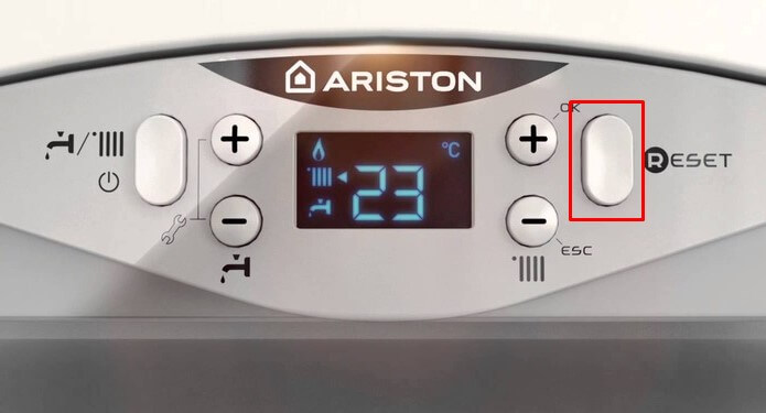 Где находится кнопка Reset на котле Ariston Где находится кнопка Reset на котле Ariston