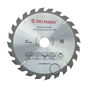 Изображение товара Диск пильный по дереву Belmash RD162A (210x2,2/1,6x30 24T)