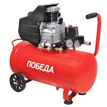 Изображение товара Компрессор поршневой масляный Победа KM 50-250 525301767, 250 л/мин, 8 бар, 1800 Вт, 50 л, быстросъемный 1/4"
