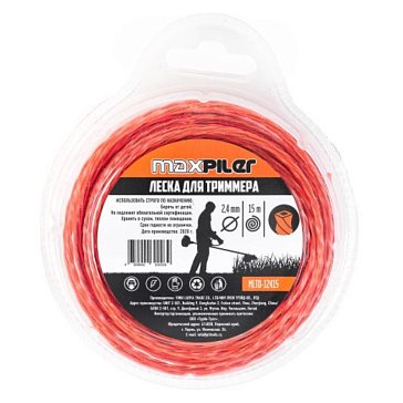 Изображение товара Леска для триммера Maxpiler MLTD-12415 2.4мм 15м DUAL-CUT оранжевый