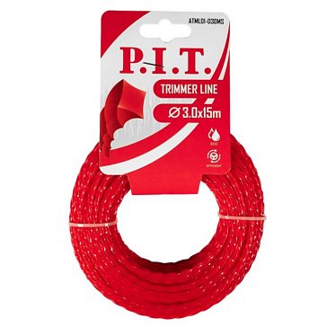 Изображение товара Леска для триммера P.I.T. ATML01-D30MS 15 м, квадрат 3 мм, красная, картон