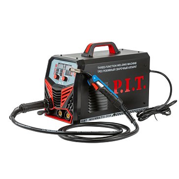 Изображение товара Сварочный полуавтомат P.I.T. PMAG200-С1, 5.8кВт, 200А, ПВ-60, MMA 1,6-4мм, MIG 0,8-1мм,TIG 1.2-1.6-2мм