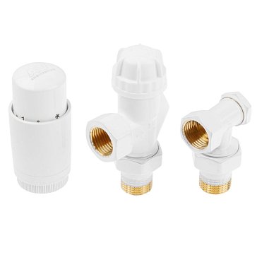 Изображение товара Комплект кранов AV Engineering AVE32012W осевой для радиатора белый