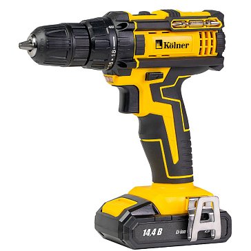 Изображение товара Аккумуляторная дрель-шуруповерт Kolner KCD 14.4/2L, напряжение 14.4 v, макс диаметр сверления дерева 18 мм