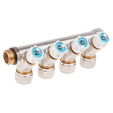 Изображение товара Коллектор с отсекающими вентилями AV Engineering AVE1132004 3/4" х 4 вых.