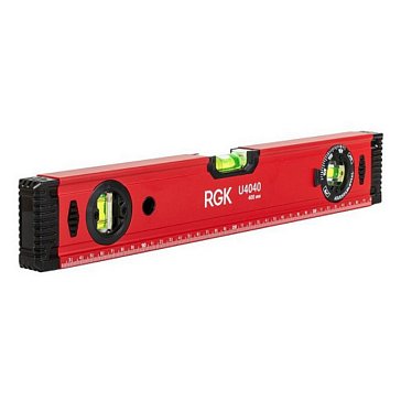 Изображение товара Уровень пузырьковый Rgk U4040, 400 мм, 3 глазка, с магнитом