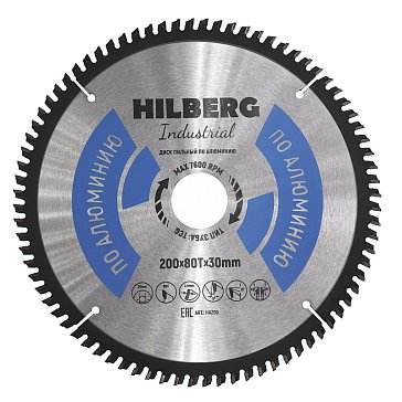 Изображение товара Диск пильный Hilberg Industrial HA200, по алюминию, 200*30*80Т 