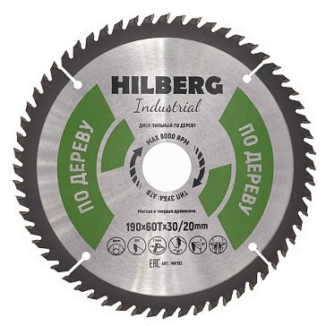 Изображение товара Диск пильный Hilberg Industrial HW193, дерево, 190*30/20*60Т