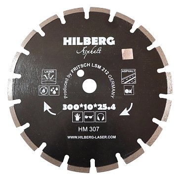 Изображение товара Диск алмазный отрезной по асфальту Hilberg Hard Materials Лазер HM307 (300х25,4)