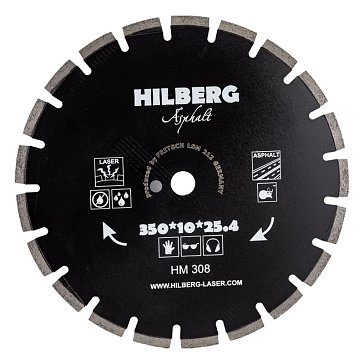 Изображение товара Диск алмазный отрезной по асфальту Hilberg Hard Materials Лазер HM308 (350х25,4)
