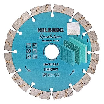Изображение товара Диск алмазный отрезной Hilberg Revolution HMR803 150х22 23х12 турбосегментная