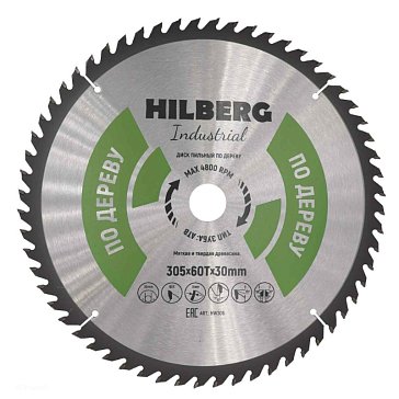 Изображение товара Пильный диск для дерева Hilberg Industrial HW306 305мм с 60 зубьями