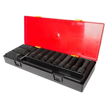 Изображение товара Набор ударных глубоких шестигранных торцевых головок JTC 1/2" 10-32 мм в кейсе, 12 шт