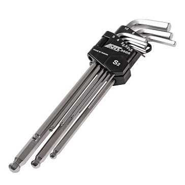 Изображение товара Шестигранный набор ключей JTC JTC-3505 1.5-10мм с шаровым окончанием 9 предметов