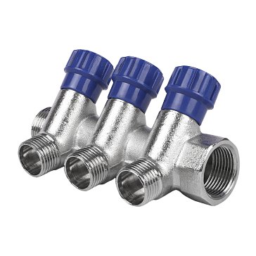 Изображение товара Коллектор с вентилями Tebo 1/2 дюйма никелевый 300х50х200 мм для водоснабжения и отопления