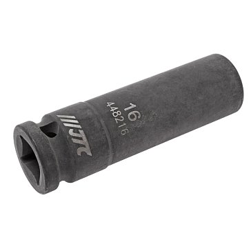 Изображение товара Головка торцевая ударная 6-гранная JTC 16 мм, глубокая, 1/2 дюйма, длина 82 мм