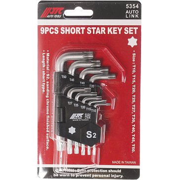 Изображение товара Набор ключей торкс JTC JTC-5355, Г-образных Т10-Т50, 9 предметов