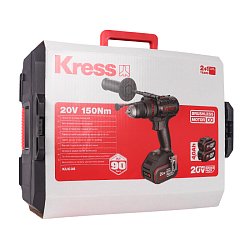 Дрель-шуруповерт аккумуляторная Kress KUC35, ударная, бесщеточная, 20В, 150Нм, 4Ач х2, ЗУ 6А.