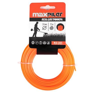 Изображение товара Maxpiler MLB-12415 Леска для триммера 2 4 мм 15 м квадрат оранжевая