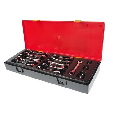 Изображение товара Набор комбинированных укороченных трещоточных ключей JTC 14 шт в кейсе