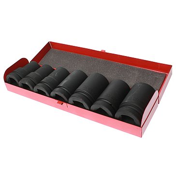 Изображение товара Набор головок торцевых JTC JTC-J807L, ударные, 6-гранные, 1", глубокие, 24-38 мм, в кейсе, 7 предметов