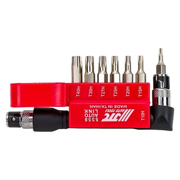 Изображение товара Набор бит JTC JTC-5358, 1/4"DR TORX с отверстием, T10H-T40H, с Г-образным держателем, 8 предметов