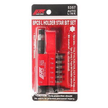 Изображение товара Набор бит JTC JTC-5357 8 шт с Г-образным держателем для шуруповёрта