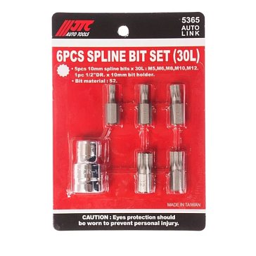 Изображение товара Набор бит JTC JTC-5365 6 предметов SPLINE 1/2 дюйма для дрели и шуруповерта