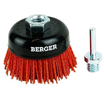 Изображение товара Кордщётка чашеобразная Berger BG1746 (абразивный нейлон 1.2 мм, P80, д. 75 мм, гайка М14 + 6 мм)