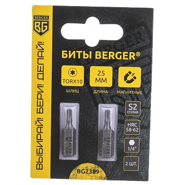 Изображение товара Биты Berger BG2389 магнитные Torx10 25 мм, 2 шт.