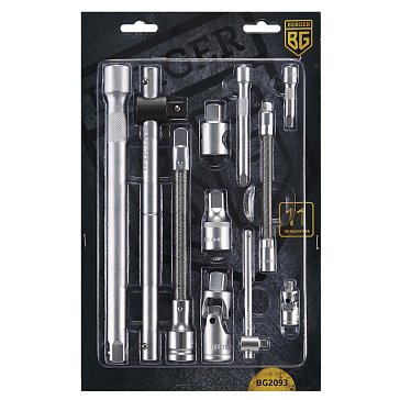 Изображение товара Набор удлинителей Berger BG2093 1/2 дюйма - 1/4 дюйма 11 предметов Россия