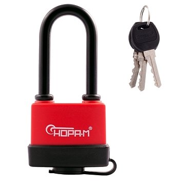 Изображение товара Навесной всепогодный замок Нора-М ЗНВ-700дд 16727 красный долгий диаметр 8.5 мм