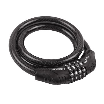 Изображение товара Замок-трос Нора-М №21 20050, велосипедный, кодовый, черный, 10х800 мм