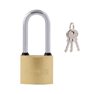 Изображение товара Замок навесной с длинной дужкой Нора-М ЗН-810дд 16883, Латунь - 38 мм