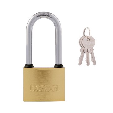 Изображение товара Замок навесной с длинной дужкой Нора-М ЗН-810дд 16885 латунь 63 мм