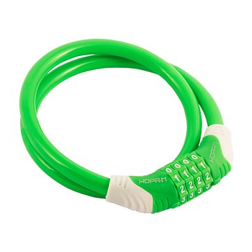 Изображение товара Велосипедный замок тросовый Нора-М №31 650 мм кодовый зеленый